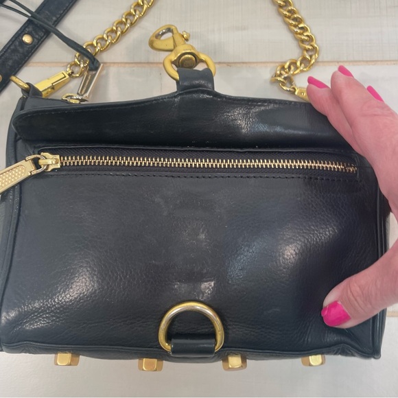 Rebecca Minkoff Black Leather Mini M.A.C. Petite On-The-Go Bag, Gold Hardware - Picture 7 of 9